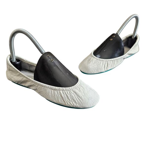 Tieks by Gavrieli Ballet Flats Foldabale Leather ballerina textured white sz 6 - Picture 1 of 8